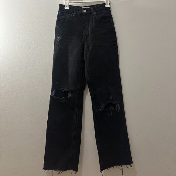 Zara distressed black jeans raw hem - Picture 1 of 5